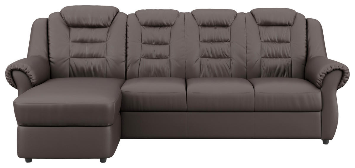 ECKSOFA Braun Lederlook  - Schwarz/Braun, KONVENTIONELL, Kunststoff/Textil (165/262cm) - Livetastic