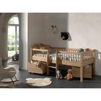 SPIELBETT Absturzsicherung, Leiter, Rollrost, Bettschublade 90/200 cm  in Eichefarben  - Eichefarben/Naturfarben, MODERN, Holz (90/200cm) - MID.YOU