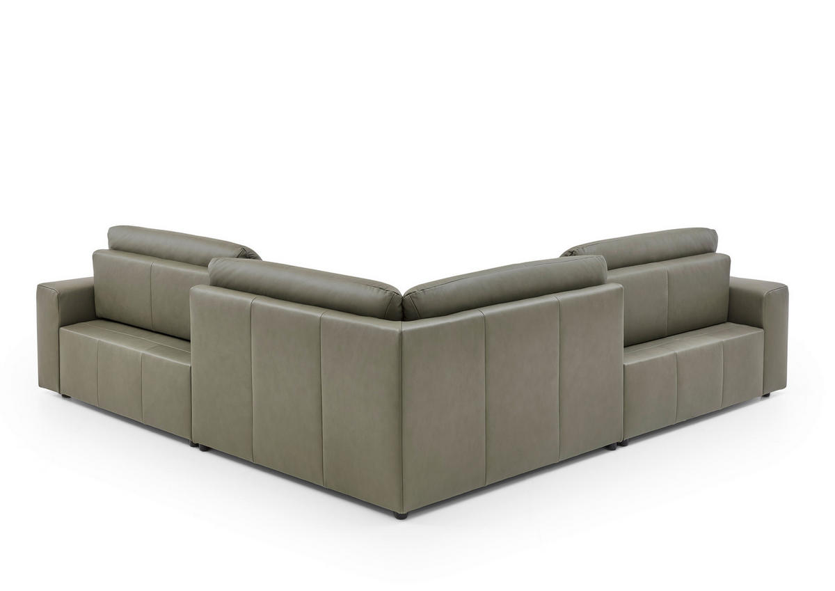 ECKSOFA Niels Andersson Olivgrün Echtleder  - Schwarz/Olivgrün, Design, Leder/Kunststoff (285/285cm) - Niels Andersson
