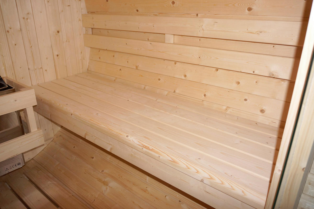 SAUNAFASS für 4 Personen Tromsö L  - Fichtefarben, KONVENTIONELL, Glas/Holz (189/180/191,5cm) - Sanotechnik