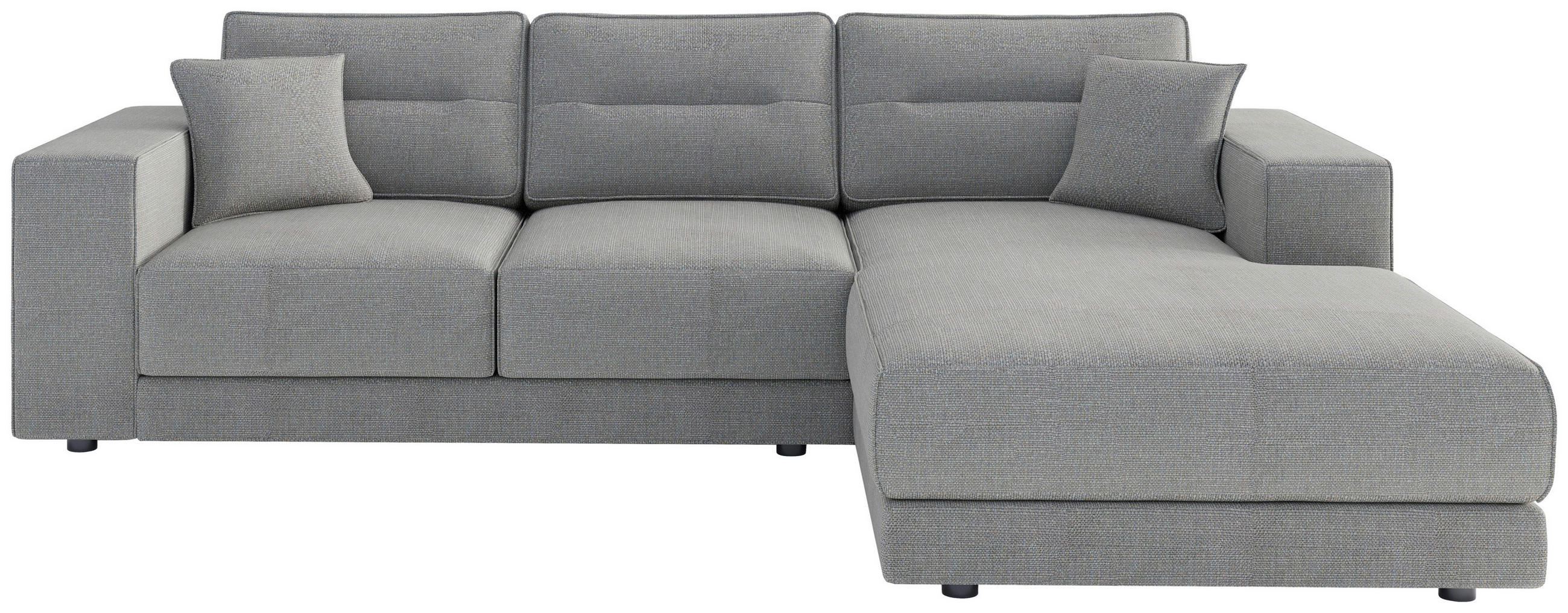 ECKSOFA in Flachgewebe Hellgrau  - Hellbraun/Edelstahlfarben, Design, Kunststoff/Textil (272/195cm) - Livetastic