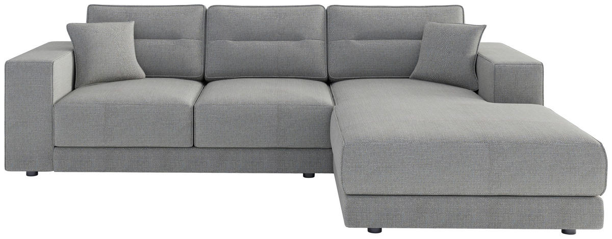 CANAPÉ D'ANGLE in Flachgewebe Hellgrau  - Hellbraun/Edelstahlfarben, Design, Kunststoff/Textil (272/195cm) - Livetastic