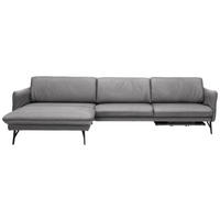 ECKSOFA in Echtleder Grau  - Anthrazit/Grau, Design, Leder/Metall (174/330cm) - Himolla