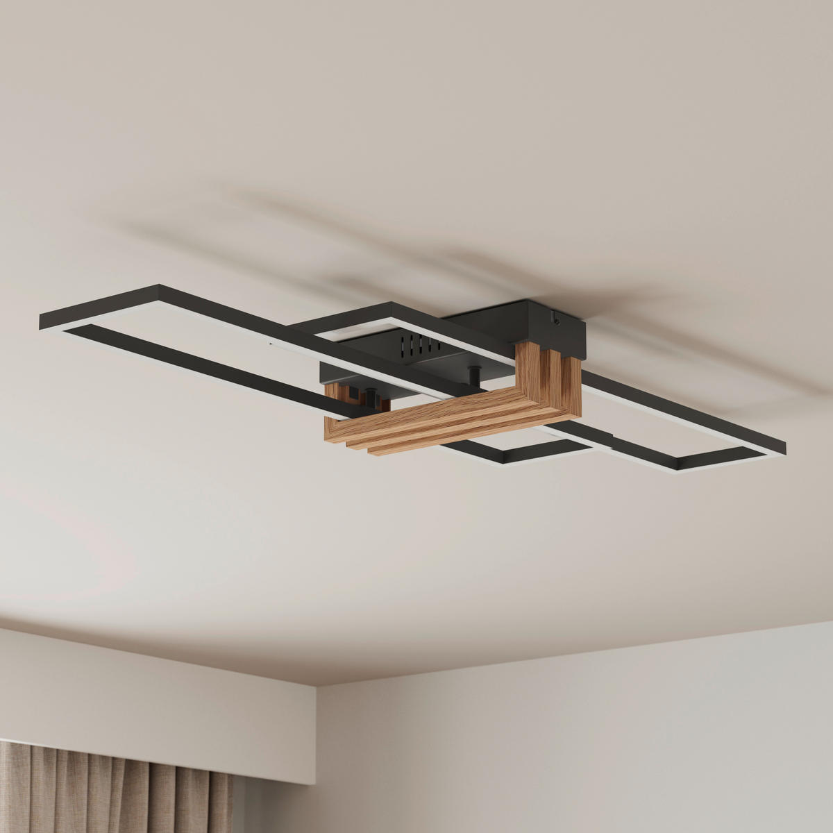 LED-DECKENLEUCHTE DAKARI I 80/23/8,6 cm  - Dunkelbraun/Opal, Design, Kunststoff/Metall (80/23/8,6cm)