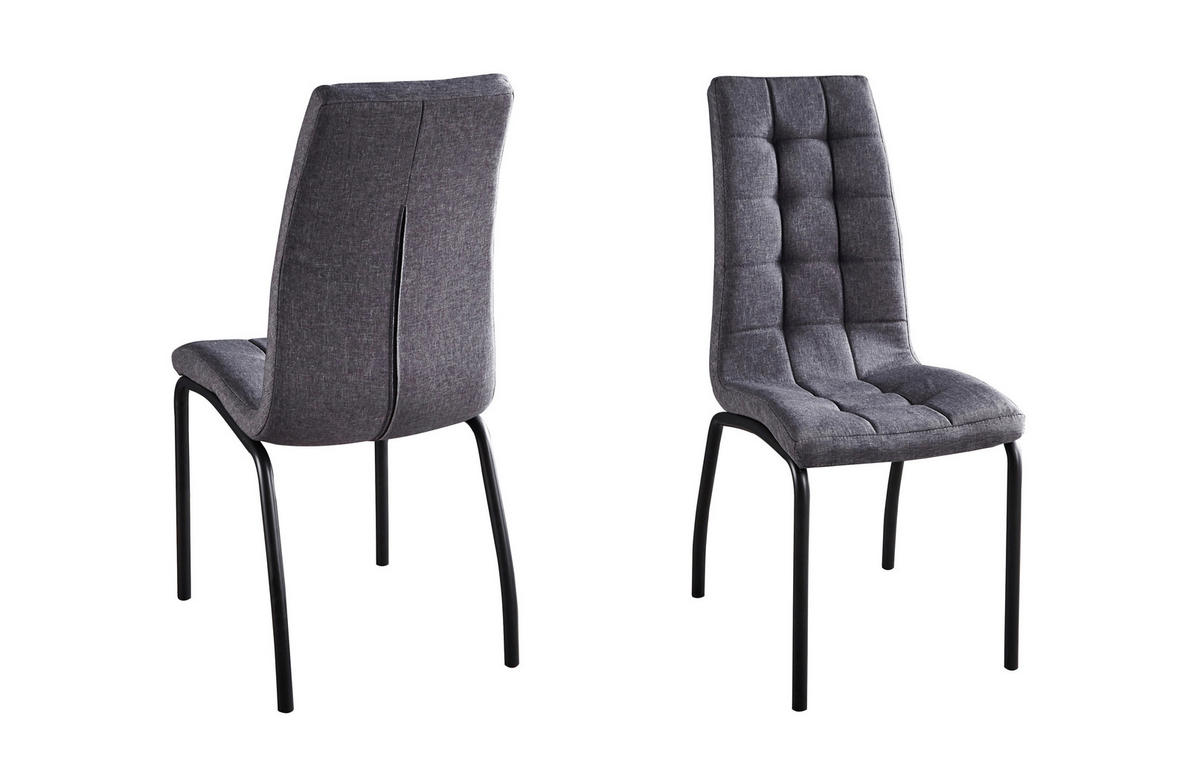 STUHL-SET 2 Stück  in  - Hellgrau/Schwarz, Design, Textil/Metall (42/103/58,5cm) - Livetastic