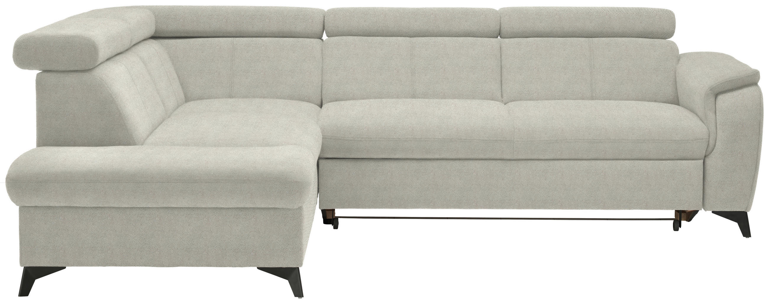 ECKSOFA in Webstoff Ecru  - Ecru/Schwarz, Design, Textil/Metall (203/260cm) - Stylife