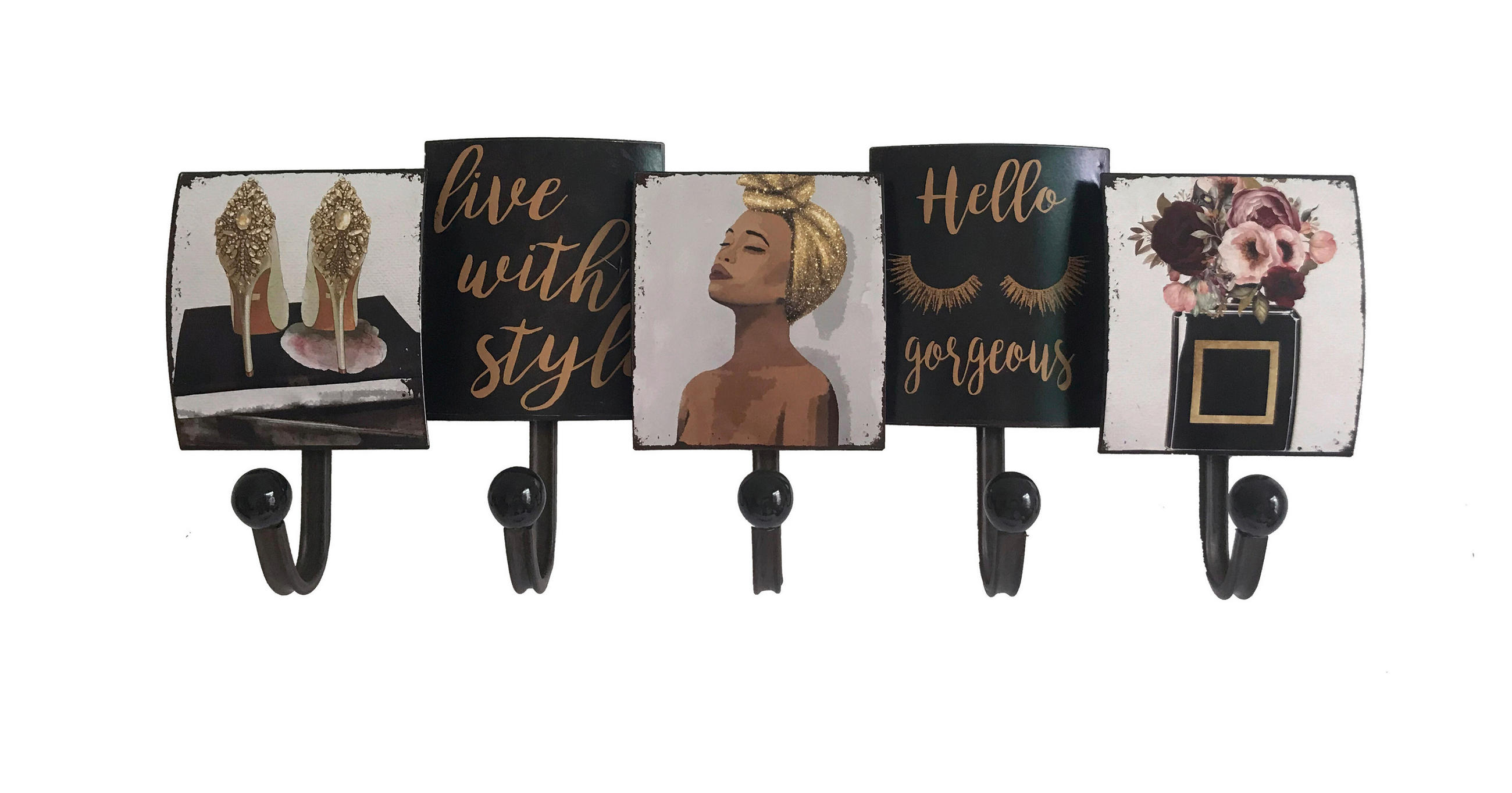 HAKENLEISTE  in Multicolor, Schwarz  - Multicolor/Schwarz, Basics, Metall (56,5/21/8cm)