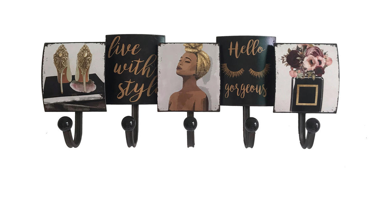 HAKENLEISTE  in Multicolor, Schwarz  - Multicolor/Schwarz, Basics, Metall (56,5/21/8cm)