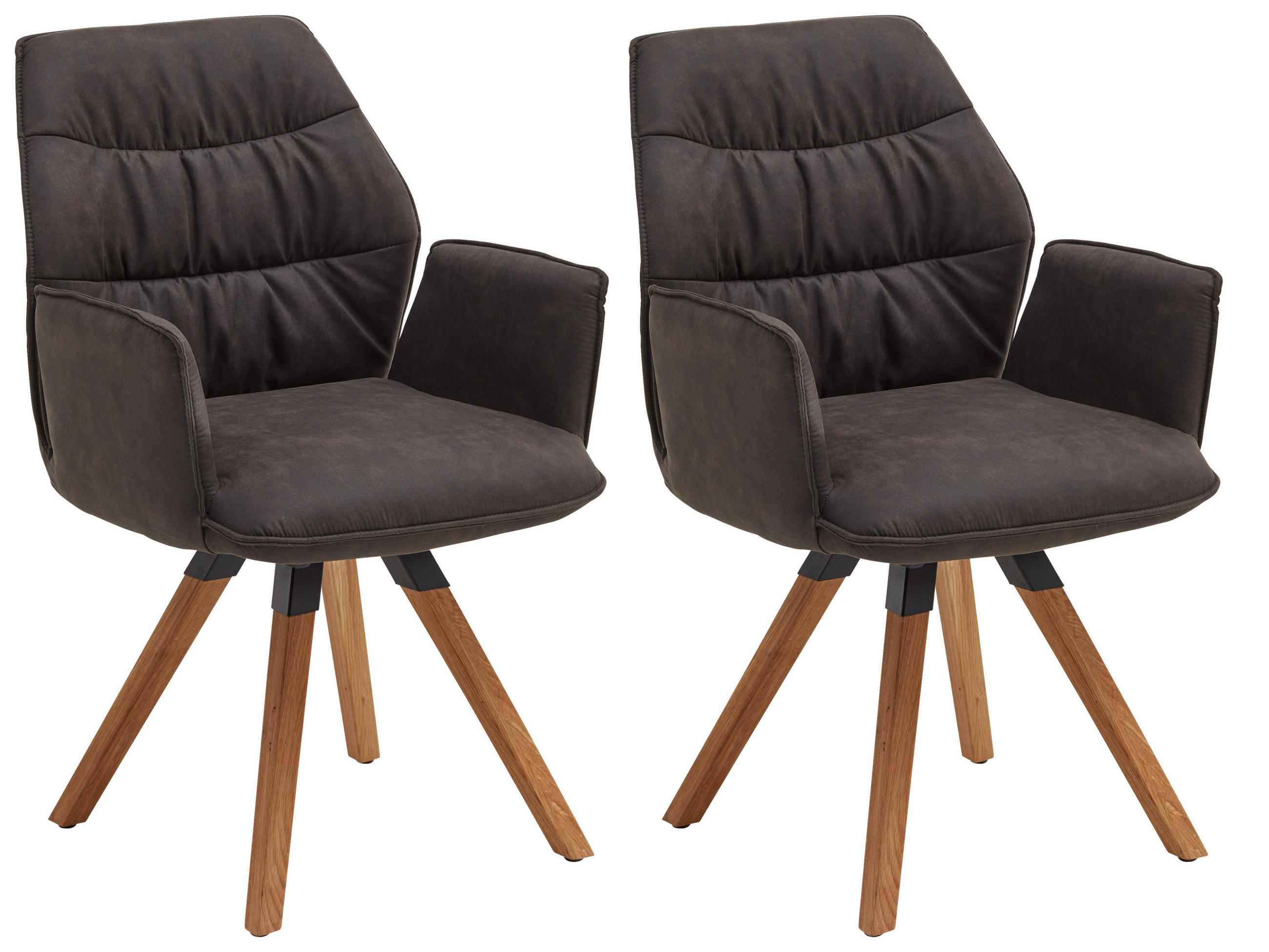 ARMLEHNSTUHL-SET 2 Stück  in Mikrofaser  - Eichefarben/Anthrazit, Design, Holz/Textil (60/90/64cm) - Valdera