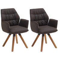 ARMLEHNSTUHL-SET 2 Stück  in Mikrofaser  - Eichefarben/Anthrazit, Design, Holz/Textil (60/90/64cm) - Valdera