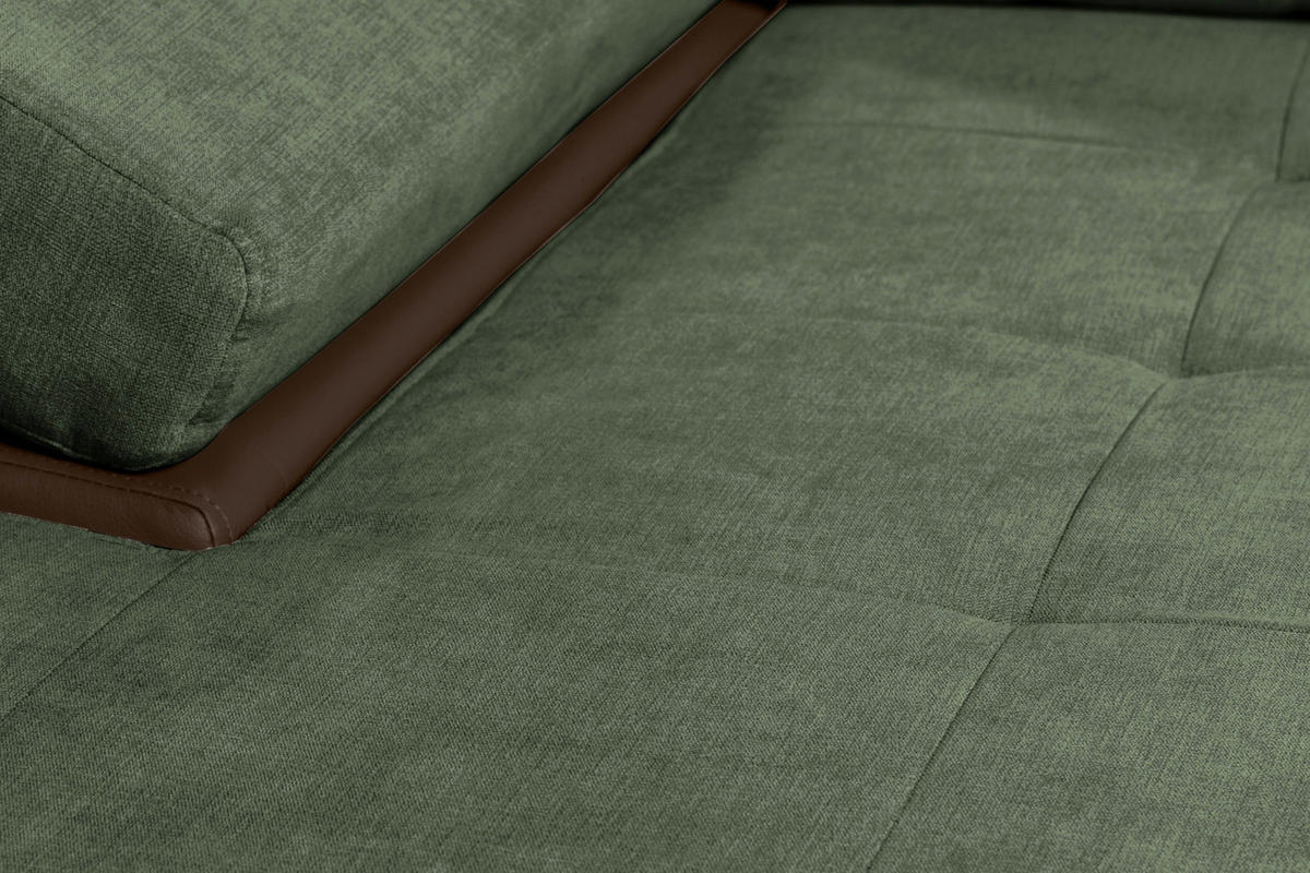 ECKSOFA in Flachgewebe Braun, Olivgrün  - Braun/Olivgrün, Design, Kunststoff/Textil (175/271cm) - MID.YOU