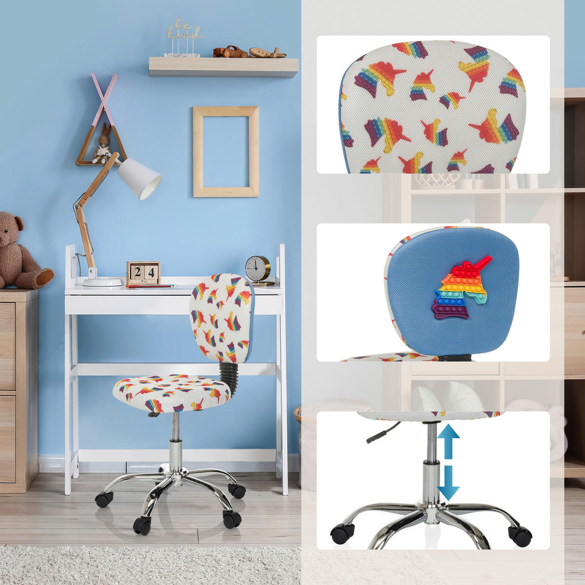JUGENDDREHSTUHL Multicolor  - Multicolor/Alufarben, MODERN, Kunststoff/Textil (50/79-89/50cm) - MID.YOU
