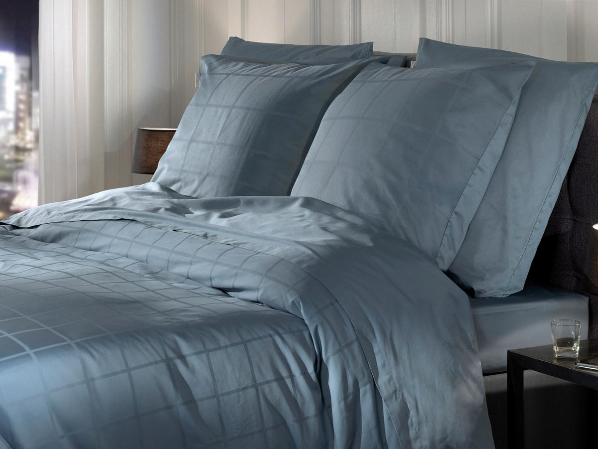 BETTWÄSCHE Diamante Makosatin 200/200 cm  - Graublau, Basics, Textil (200/200cm)