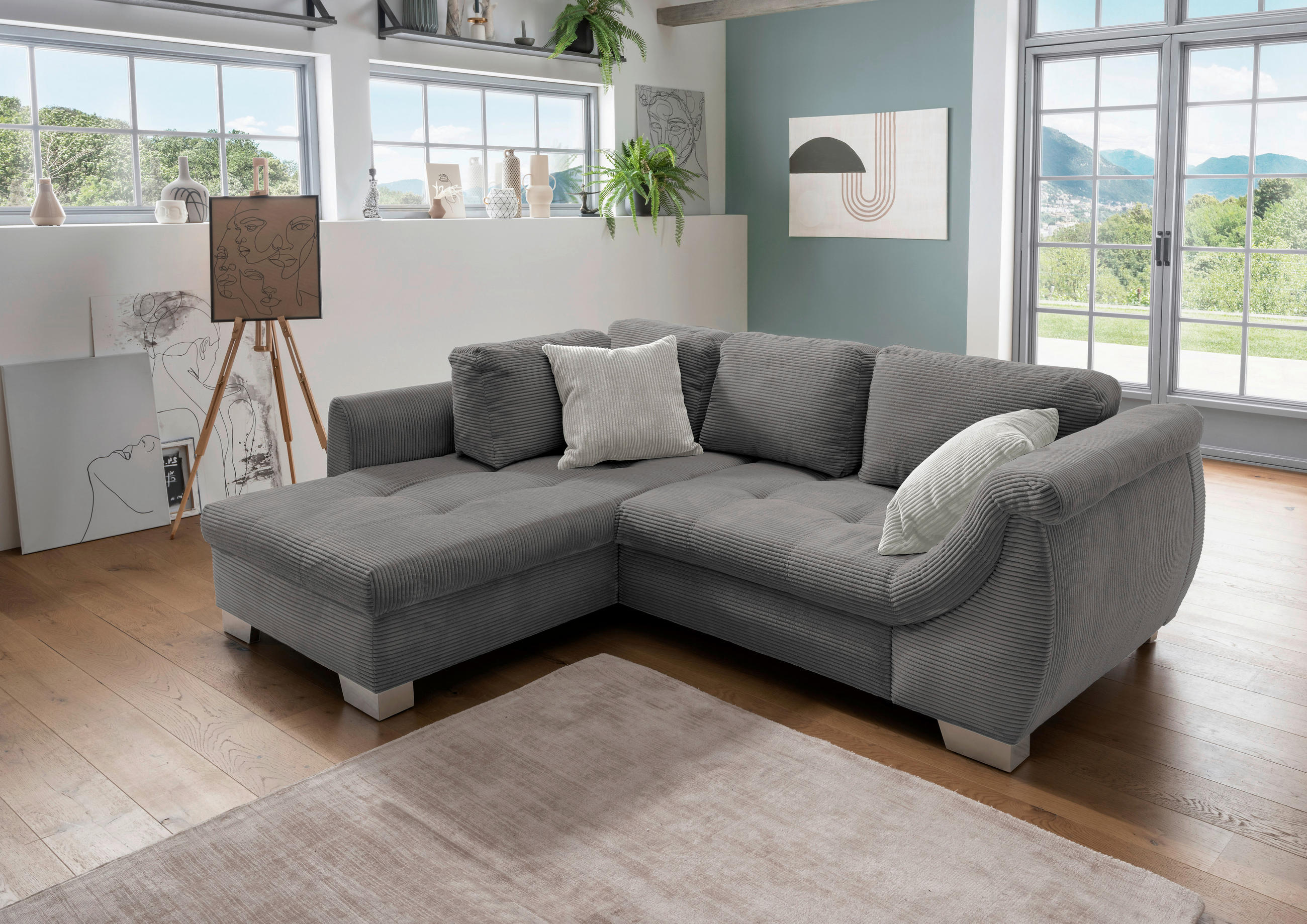 MID.YOU ROHOVÁ SEDAČKA, textil, šedá