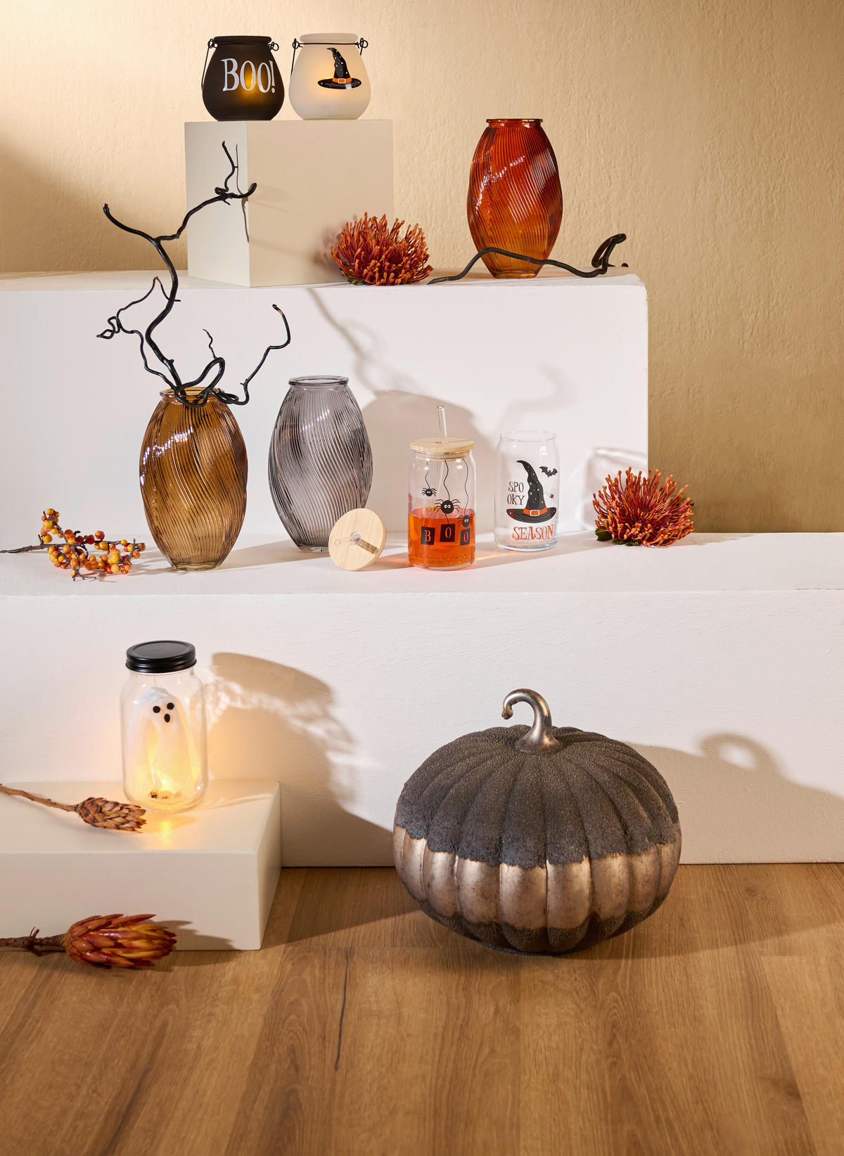 VASE  - Beige/Terracotta, LIFESTYLE, Glas (12/20cm)
