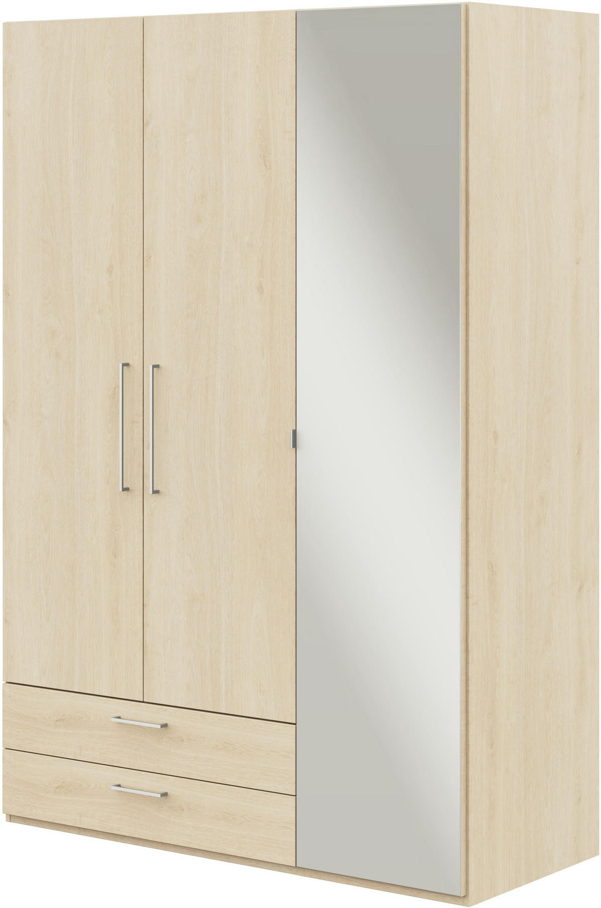 KLEIDERSCHRANK 3-türig Eichefarben  - Edelstahlfarben/Eichefarben, Design, Glas/Holzwerkstoff (151,3/213,6/59,3cm) - Cantus