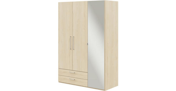 KLEIDERSCHRANK 3-türig Eichefarben  - Edelstahlfarben/Eichefarben, Design, Glas/Holzwerkstoff (151,3/213,6/59,3cm) - Cantus