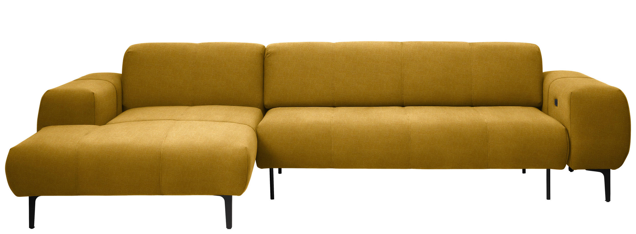 ECKSOFA in Chenille Currygelb  - Currygelb/Schwarz, Design, Textil/Metall (167/311cm) - Xora