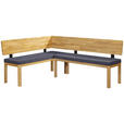 ECKBANK 155/195 cm Webstoff Blau, Eichefarben Eiche vollmassiv   - Blau/Eichefarben, KONVENTIONELL, Holz/Textil (155/195cm) - Linea Natura
