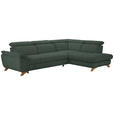 ECKSOFA in Bouclé Grün  - Eichefarben/Grün, MODERN, Holz/Textil (287/212cm) - Valnatura