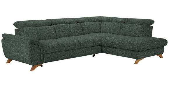 ECKSOFA in Bouclé Grün  - Eichefarben/Grün, MODERN, Holz/Textil (287/212cm) - Valnatura