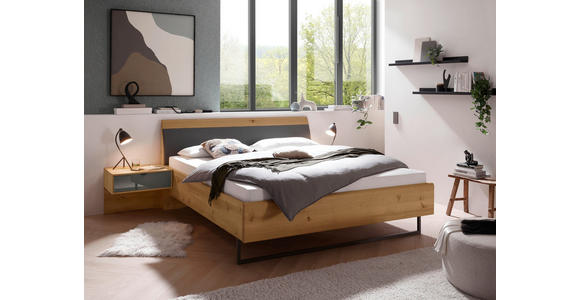 BETTANLAGE - Eiche Bianco/Lavagrau, Design, Glas/Holz (180/200cm) - Dieter Knoll