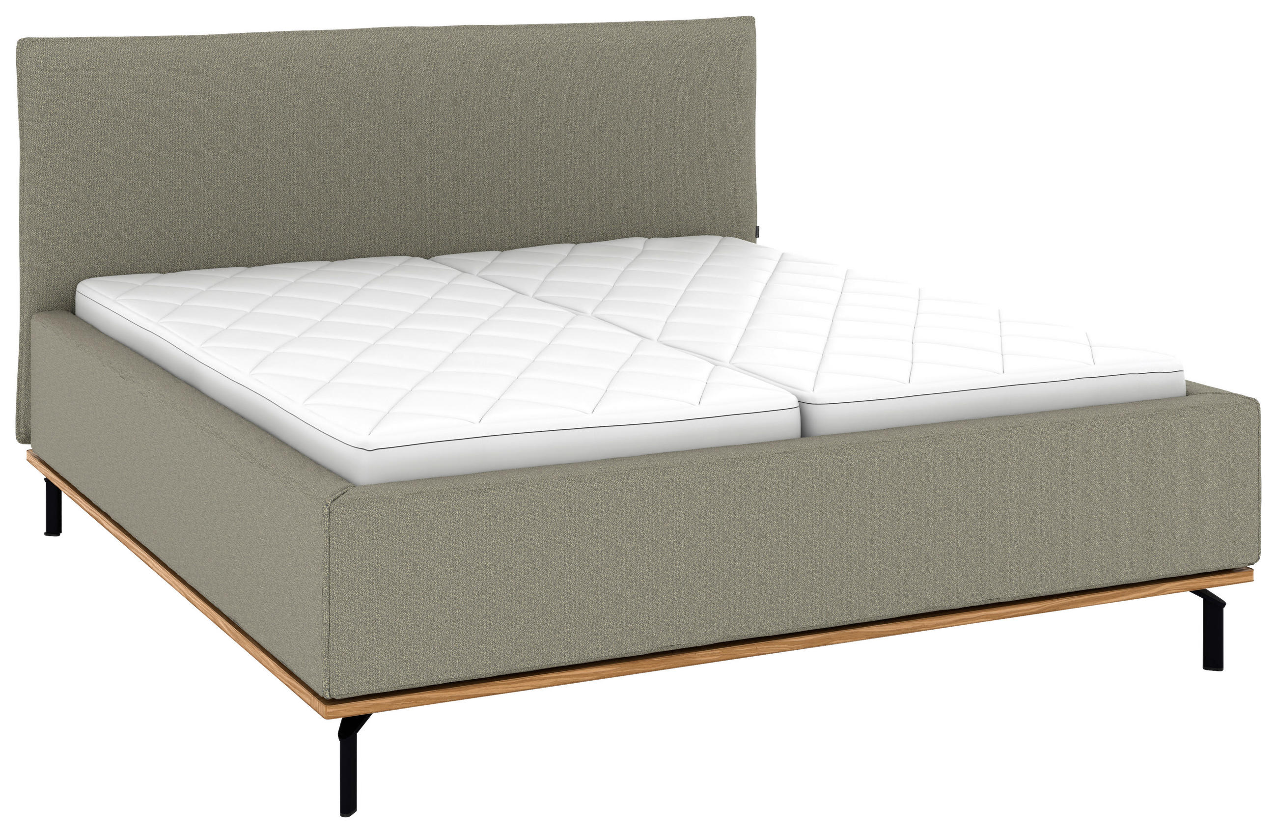 POLSTERBETT 180/200 cm,  in Hellgrau, Matratze, Lattenrost, Bettkasten, H2 + H3 = mittel + fest  - Hellgrau/Graphitfarben, Design, Holz/Textil (180/200cm) - Musterring