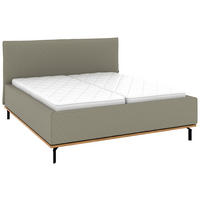 POLSTERBETT 180/200 cm,  in Hellgrau, Matratze, Lattenrost, Bettkasten, H2 + H3 = mittel + fest  - Hellgrau/Graphitfarben, Design, Holz/Textil (180/200cm) - Musterring