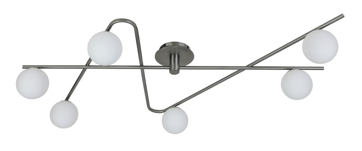 DECKENLEUCHTE 120/73/21 cm  - Weiß/Nickelfarben, Trend, Glas/Metall (120/73/21cm) - Collett's Monde