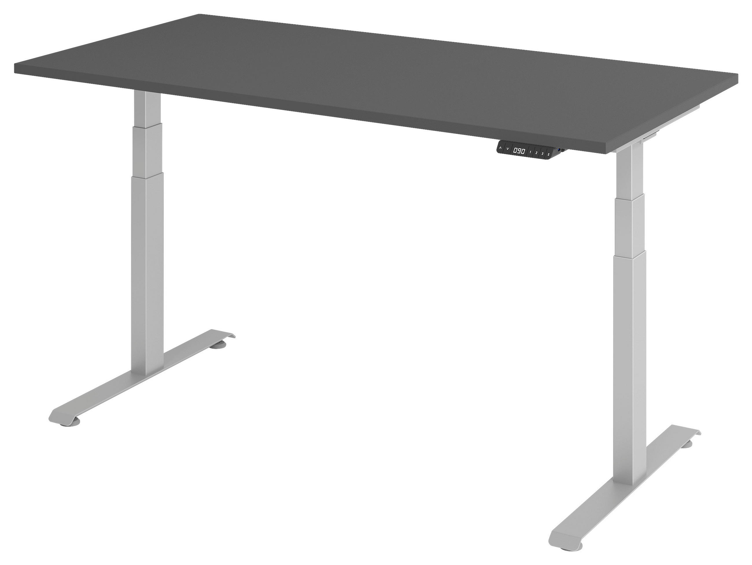 SCHREIBTISCH 160/80/64,5-129,5 cm Graphitfarben, Silberfarben elektrisch höhenverstellbar  - Silberfarben/Graphitfarben, KONVENTIONELL, Holzwerkstoff/Metall (160/80/64,5-129,5cm) - Venda
