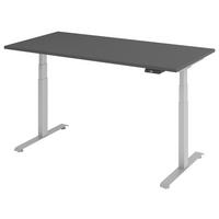 SCHREIBTISCH 160/80/64,5-129,5 cm Graphitfarben, Silberfarben elektrisch höhenverstellbar  - Silberfarben/Graphitfarben, KONVENTIONELL, Holzwerkstoff/Metall (160/80/64,5-129,5cm) - Venda