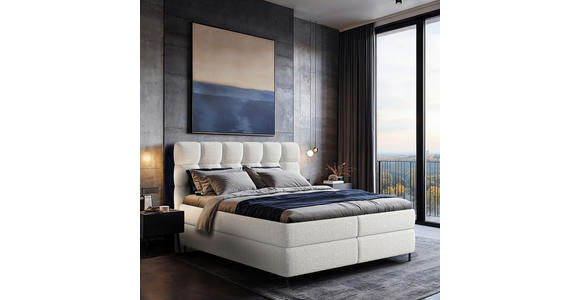BOXSPRINGBETT 180/200 cm  in Weiß  - Schwarz/Weiß, Trend, Textil/Metall (180/200cm) - Esposa