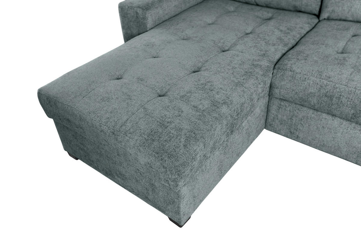 WOHNLANDSCHAFT VALERI Dunkelgrau Chenille  - Dunkelgrau/Schwarz, Design, Kunststoff/Textil (157/305/208cm) - MID.YOU