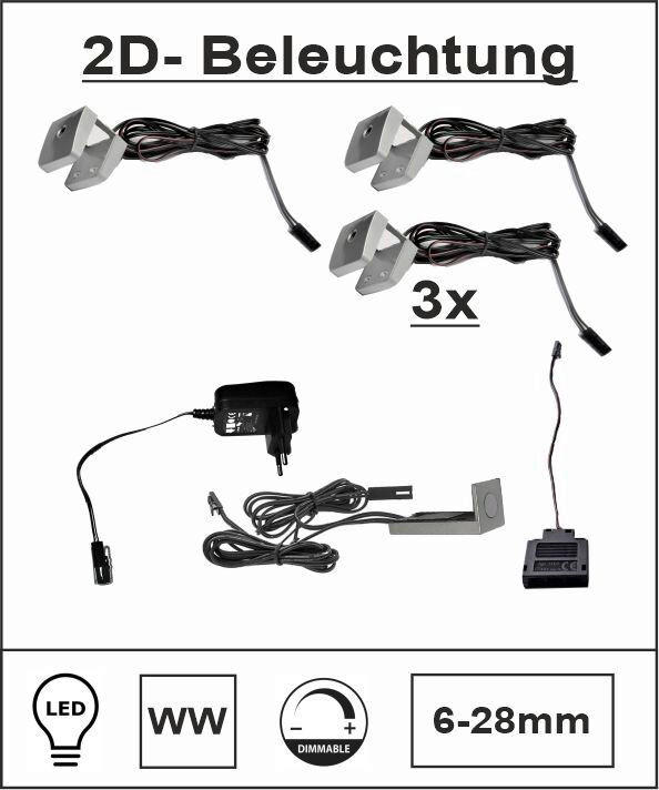 GLASBODENBELEUCHTUNGS-SET  - Grau, Design, Kunststoff (6/2/6cm) - Livetastic