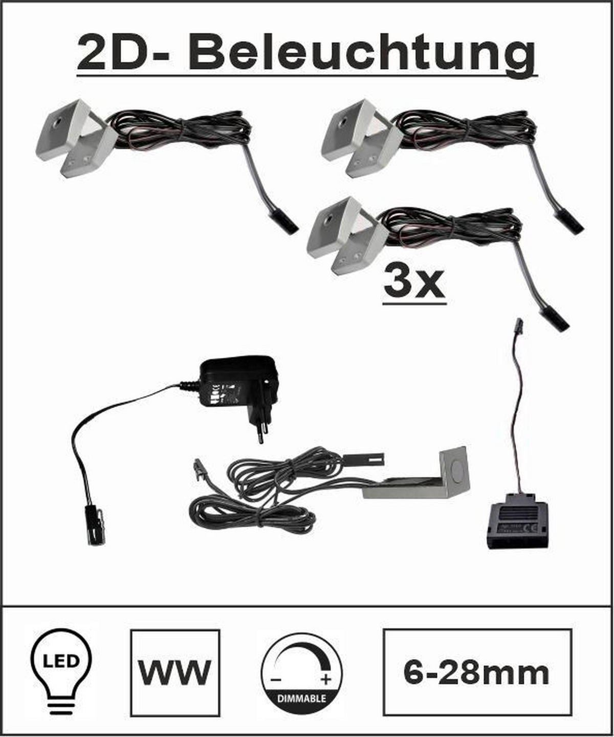 GLASBODENBELEUCHTUNGS-SET  - Grau, Design, Kunststoff (6/2/6cm) - Livetastic