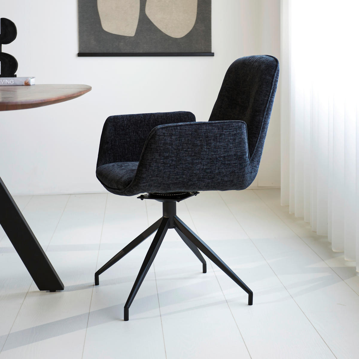 ŽIDLE S PODRUČKAMI, žinylka, černá - černá, Moderní, kov/textil (61/89/62cm) - MID.YOU