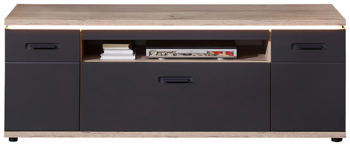 LOWBOARD  in 160/61/47 cm  - Eichefarben/Graphitfarben, MODERN, Holzwerkstoff/Kunststoff (160/61/47cm) - Stylife