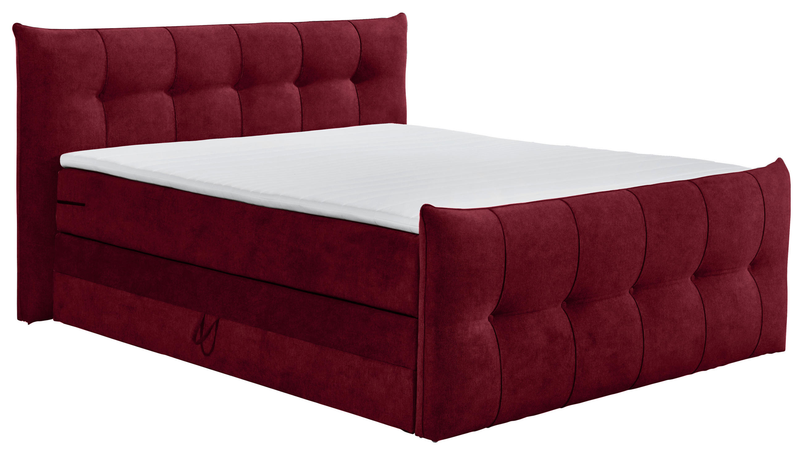 BOXSPRINGBETT 180/200 cm  in Weinrot  - Weinrot/Schwarz, KONVENTIONELL, Kunststoff/Textil (180/200cm) - Esposa