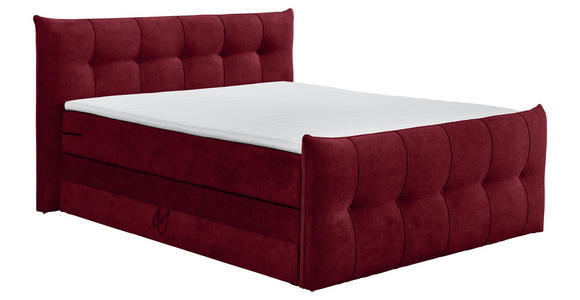 BOXSPRINGBETT 180/200 cm in Weinrot - Weinrot/Schwarz, KONVENTIONELL, Kunststoff/Textil (180/200cm) - Esposa