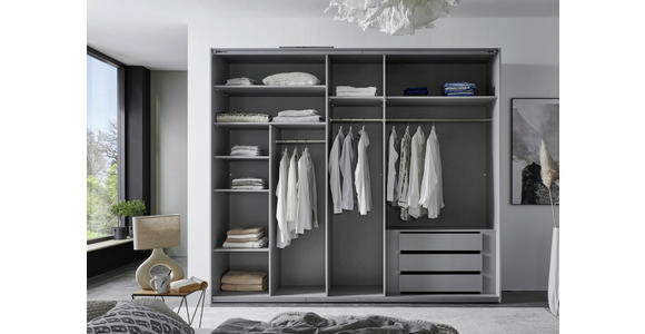 SCHWEBETÜRENSCHRANK 250/216/65 cm 3-türig Weiß, Weiß Hochglanz  - Weiß Hochglanz/Weiß, MODERN, Holzwerkstoff/Metall (250/216/65cm) - Hom`in