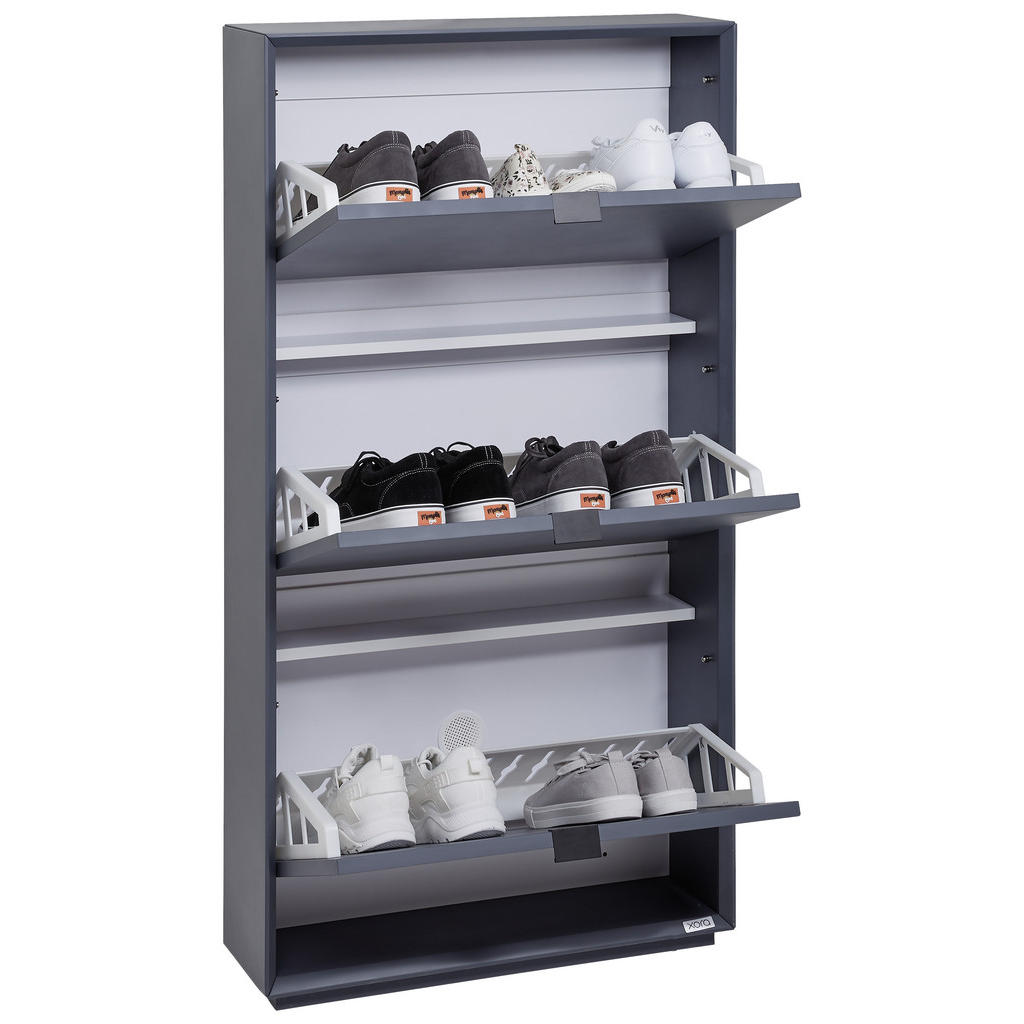 Thumbnail - Xora Schuhkipper, Dunkelgrau, Metall, 64.4x121.8x18 cm, Garderobe, Schuhaufbewahrung, Schuhkipper
