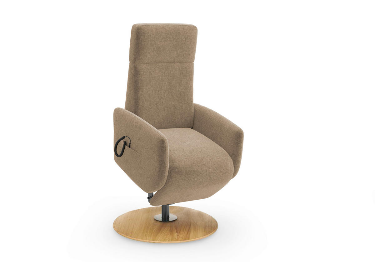 RELAXSESSEL Flachgewebe Aufstehhilfe    - Hellbraun/Eichefarben, KONVENTIONELL, Holz/Textil (71/110/82cm) - Sit & More