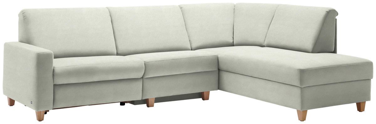 ECKSOFA in Flachgewebe Silberfarben  261/203 cm  - Eichefarben/Silberfarben, KONVENTIONELL, Holz/Textil (261/203cm) - Sedda