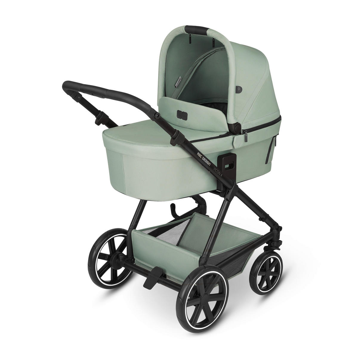 KINDERWAGENSET  Vicon 4  Pine  - Pastellgrün/Schwarz, Basics, Textil/Metall (91/61/110cm) - ABC Design