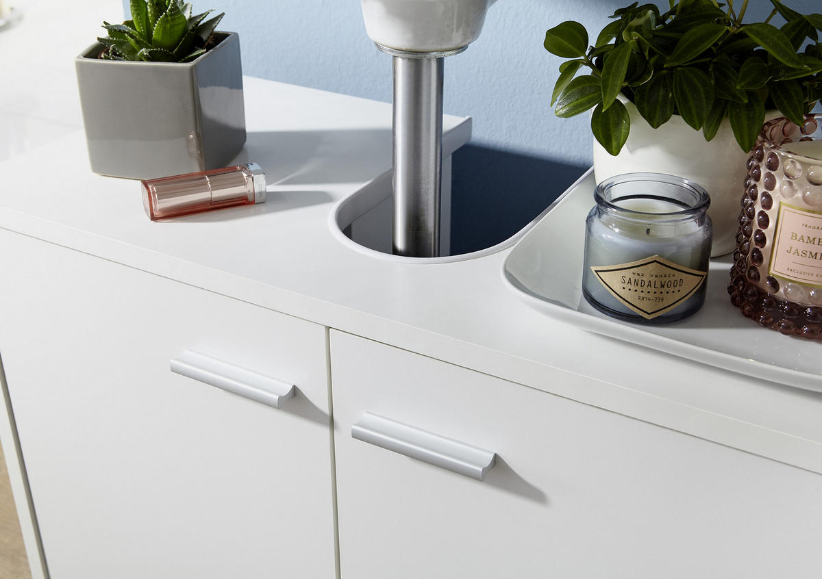 OMARICA ZA POD UMIVALNIK 60/55/30 cm  - bela/barve aluminija, Basics, kovina/umetna masa (60/55/30cm) - MID.YOU