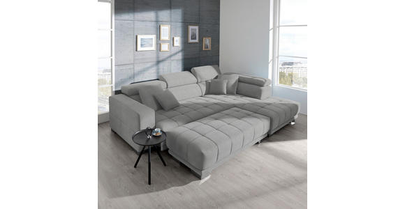 ECKSOFA  in Mikrofaser Hellgrau  301/207 cm  - Chromfarben/Hellgrau, Design, Textil/Metall (301/207cm) - Xora