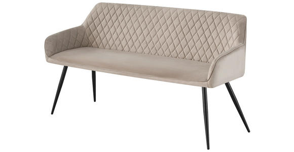 SITZBANK 165/83/63 cm Samt Schwarz, Taupe - Taupe/Schwarz, Design, Textil/Metall (165/83/63cm) - Novel