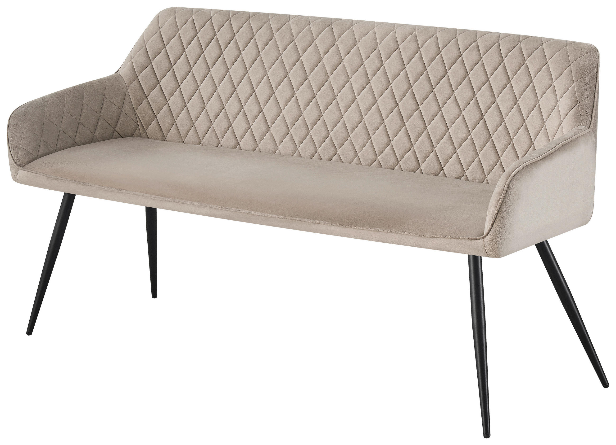 SITZBANK 165/83/63 cm Samt Schwarz, Taupe  - Taupe/Schwarz, Design, Textil/Metall (165/83/63cm) - Novel