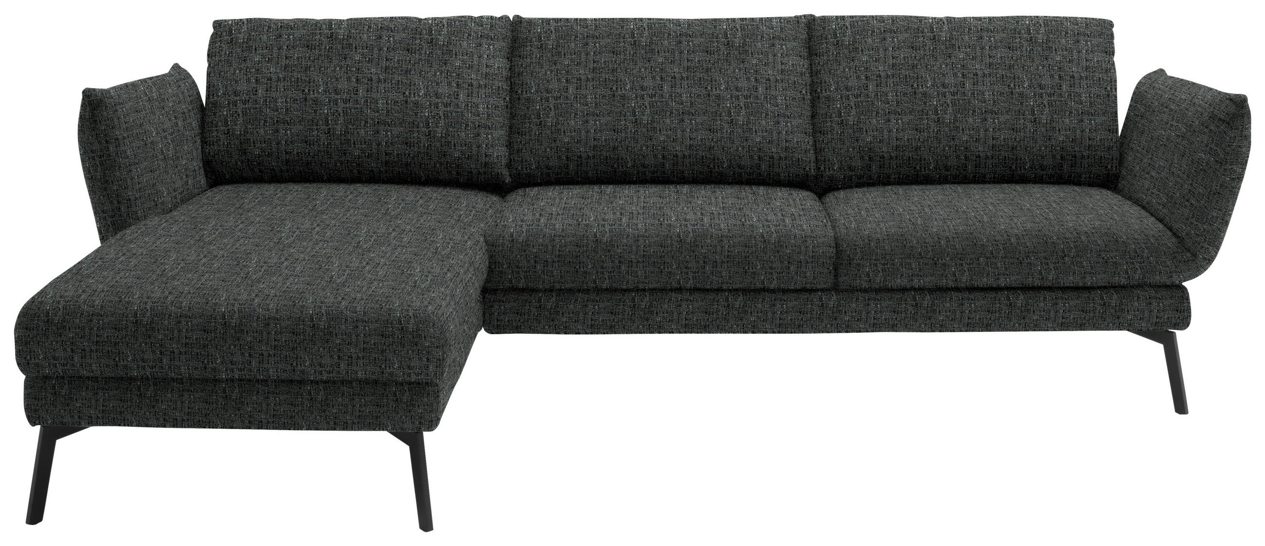 ECKSOFA in Flachgewebe Anthrazit  175/277 cm  - Anthrazit/Schwarz, Design, Textil/Metall (175/277cm) - Schöner Wohnen