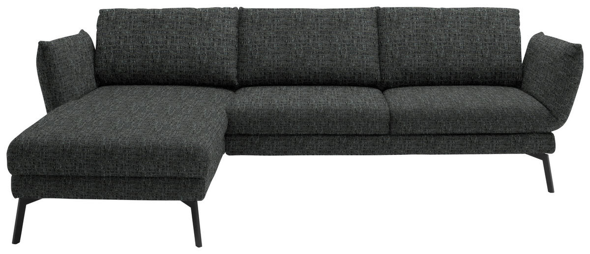 ECKSOFA in Flachgewebe Anthrazit  175/277 cm  - Anthrazit/Schwarz, Design, Textil/Metall (175/277cm) - Schöner Wohnen
